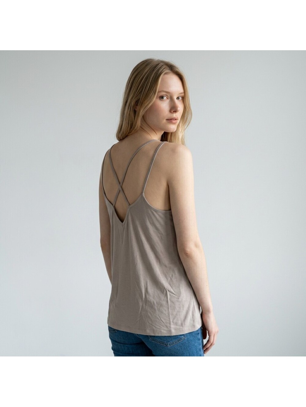 Allie Rose Top Women M Medium Gray V-Neck Sleeveless Spaghetti Strap Casual - Picture 2 of 9